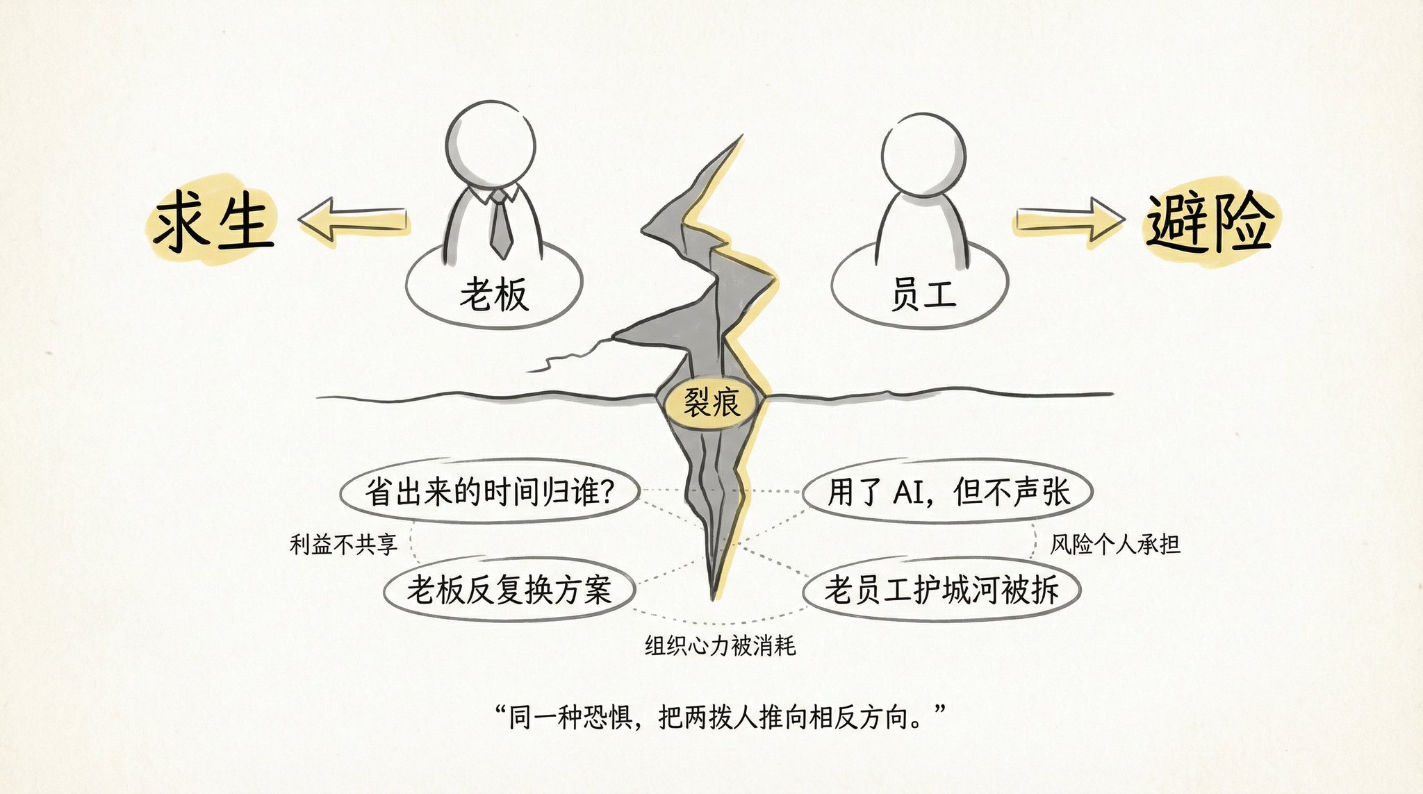 AI 时代的魔幻现实:老板向左,员工向右,一个用了求生,一个用了找死 配图 4