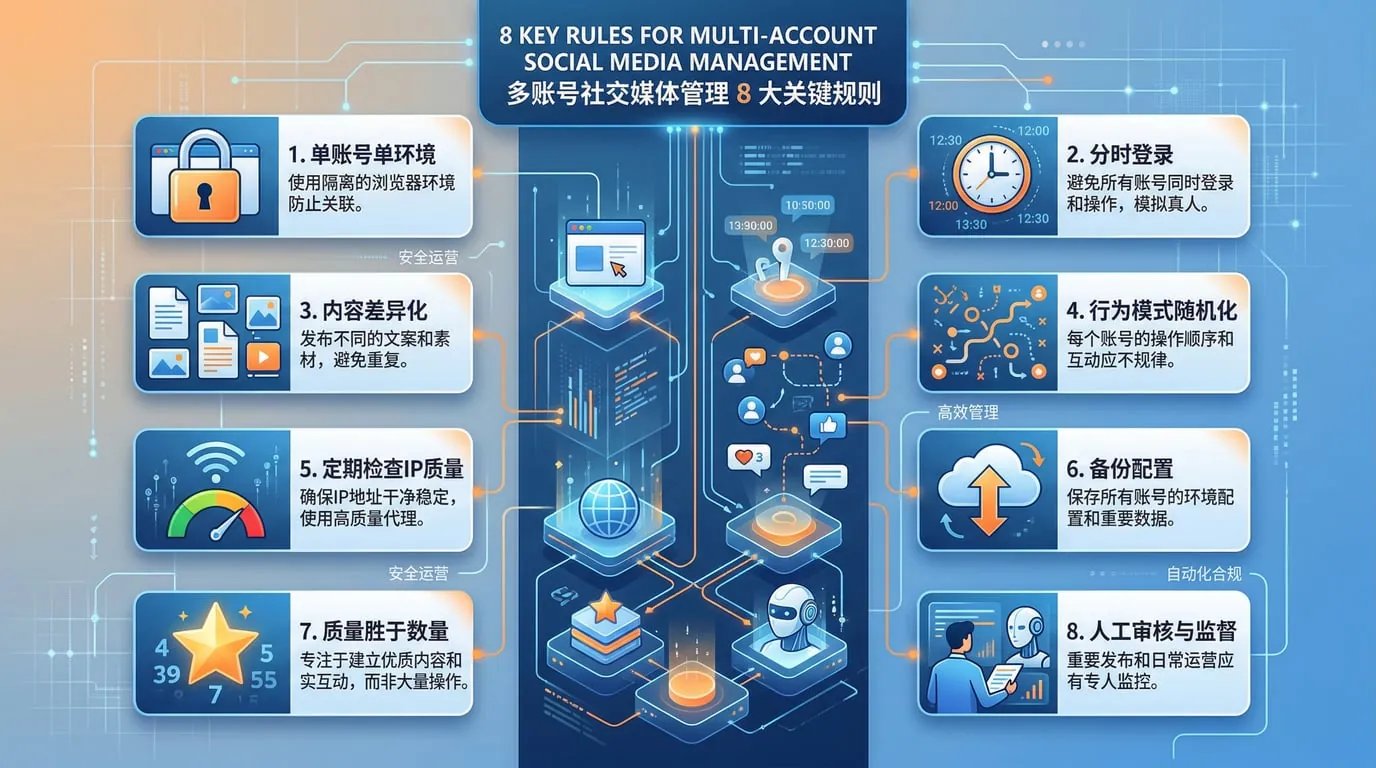 OpenClaw + 指纹浏览器 + 动态 IP:同时养 10+ 个社交账号的自动化防封指南 配图 9